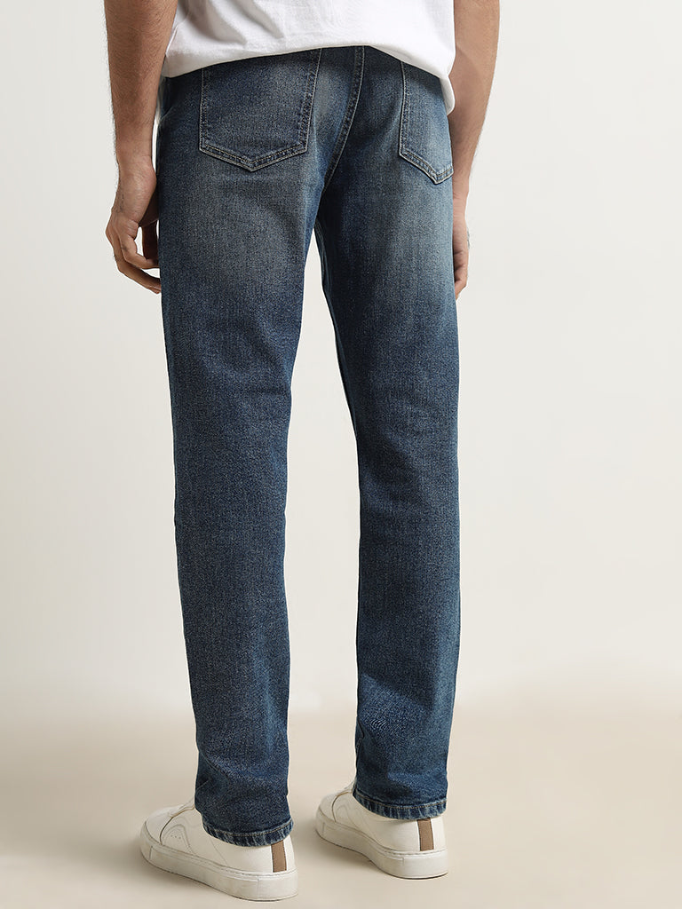 WES Casuals Blue Faded Slim - Fit Mid - Rise Jeans