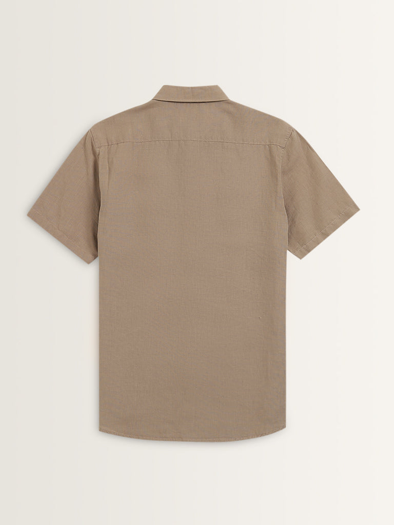 WES Casuals Taupe Slim-Fit Shirt