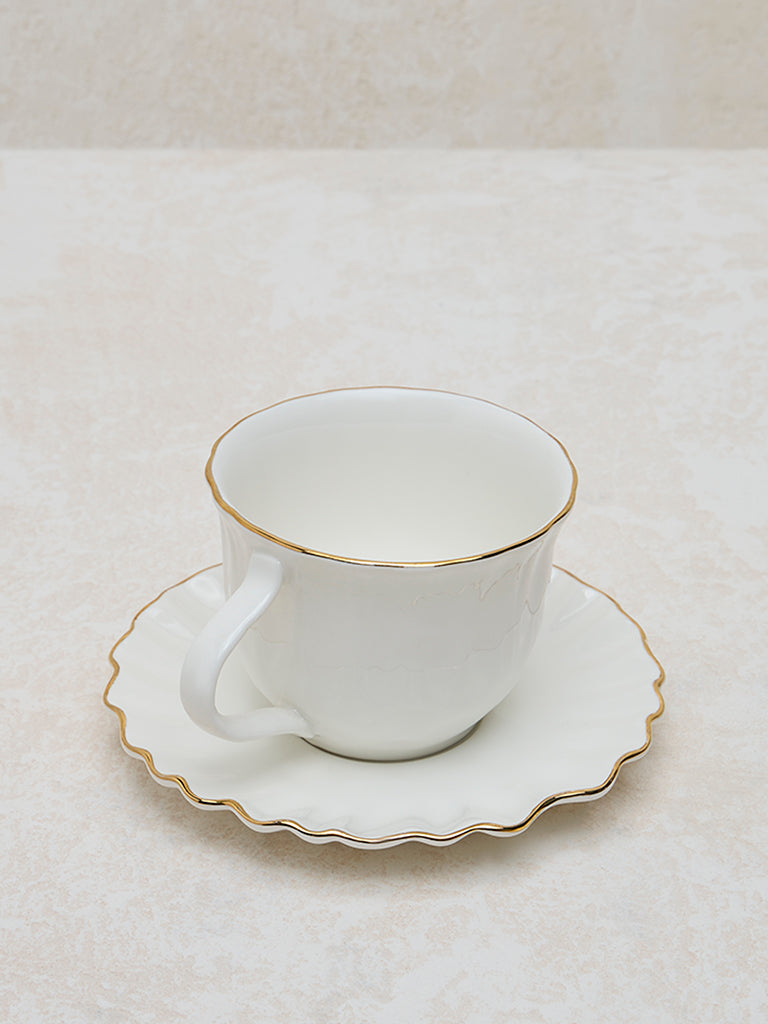 Westside Home White and Gold Cup and Saucer Set