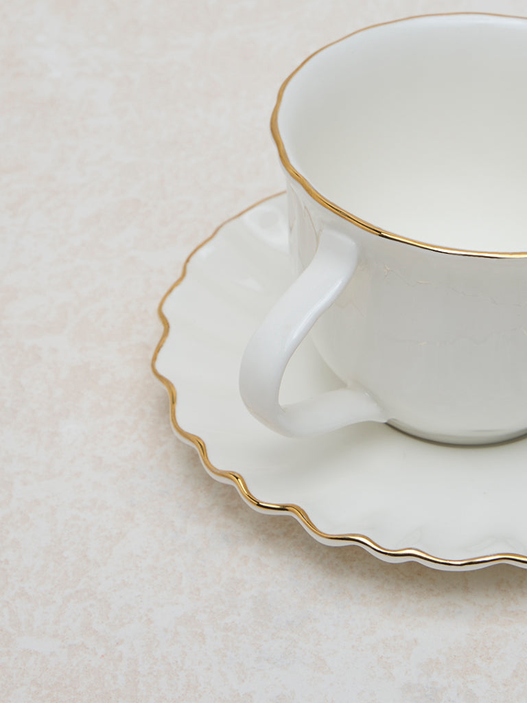 Westside Home White and Gold Cup and Saucer Set