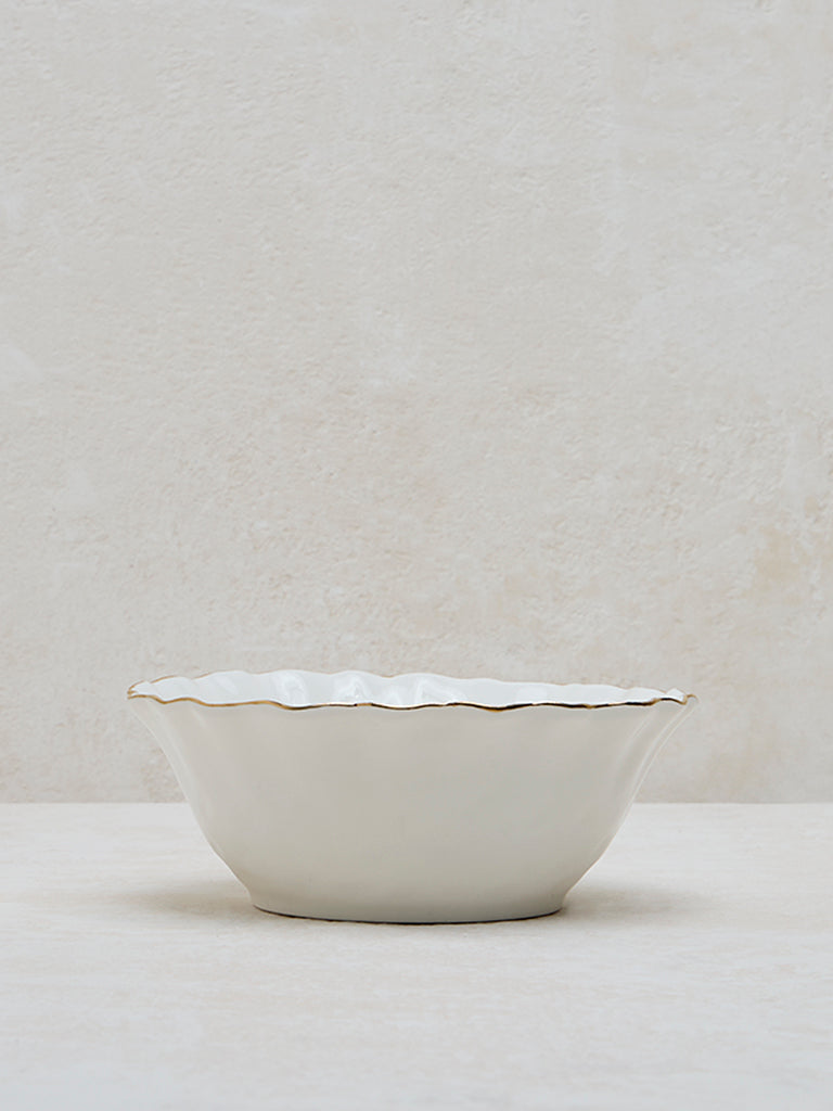 White and Gold high quality Eggshell Bowl Large