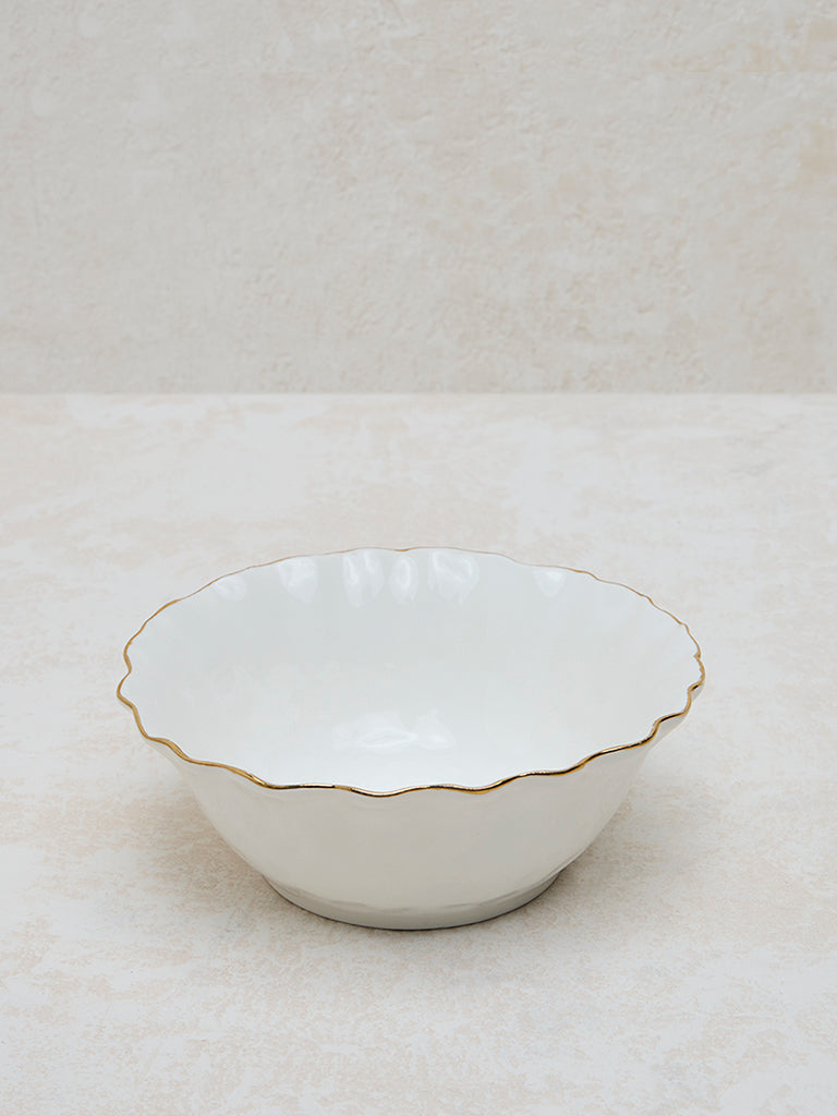 Westside Home White and Gold Large Bowl