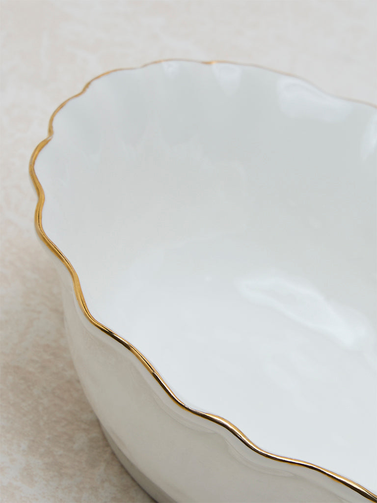 Westside Home White and Gold Large Bowl