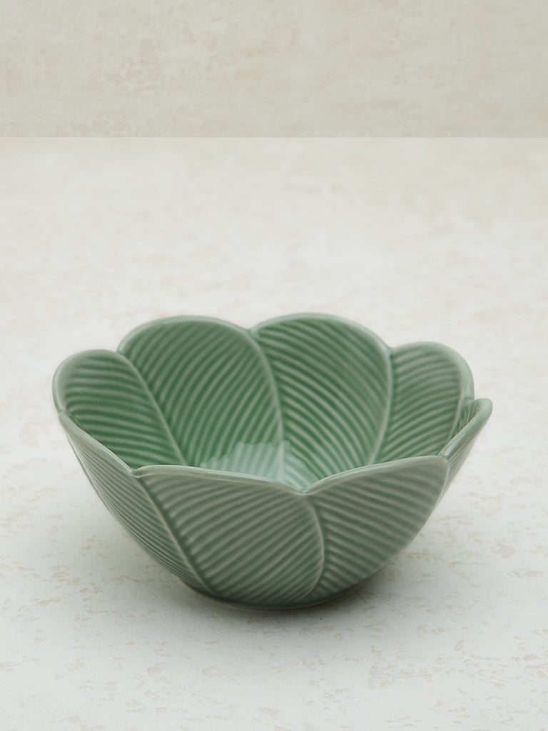 Westside Home Dark Green Tropical Design Large Bowl