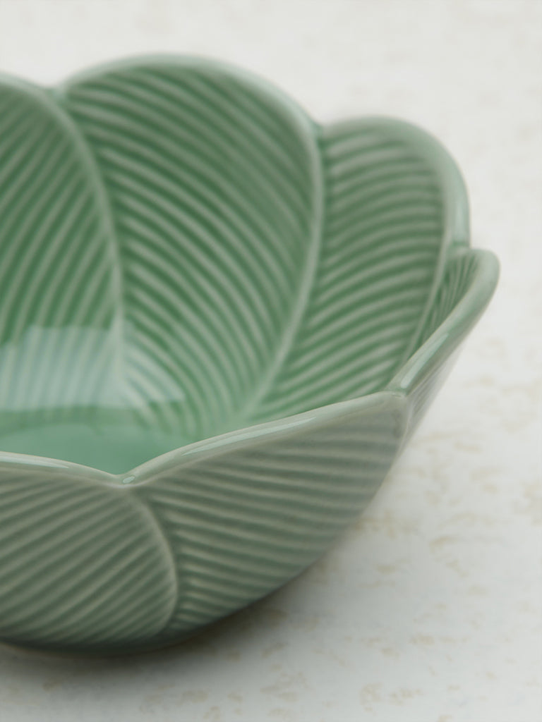 Westside Home Dark Green Tropical Design Large Bowl