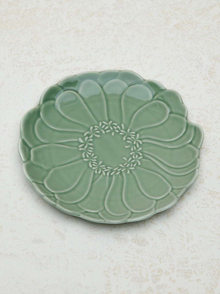 Westside Home Dark Green Tropical Design Side Plate