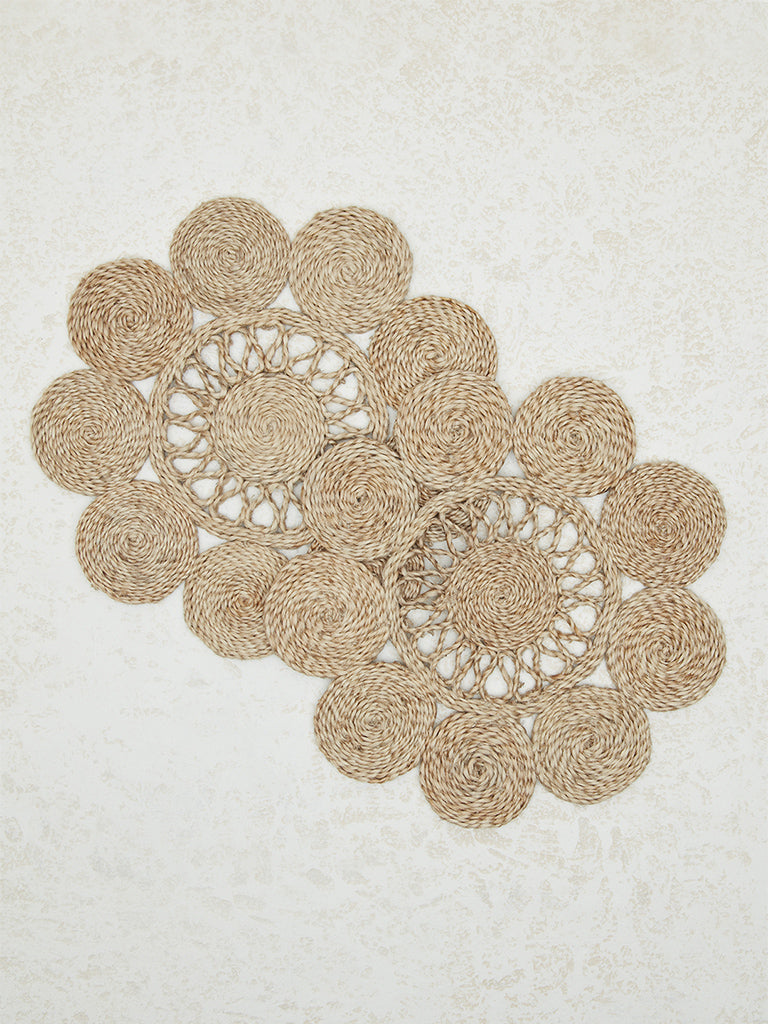 Westside Home Beige Floral Patterned Placemats (Set of 2)