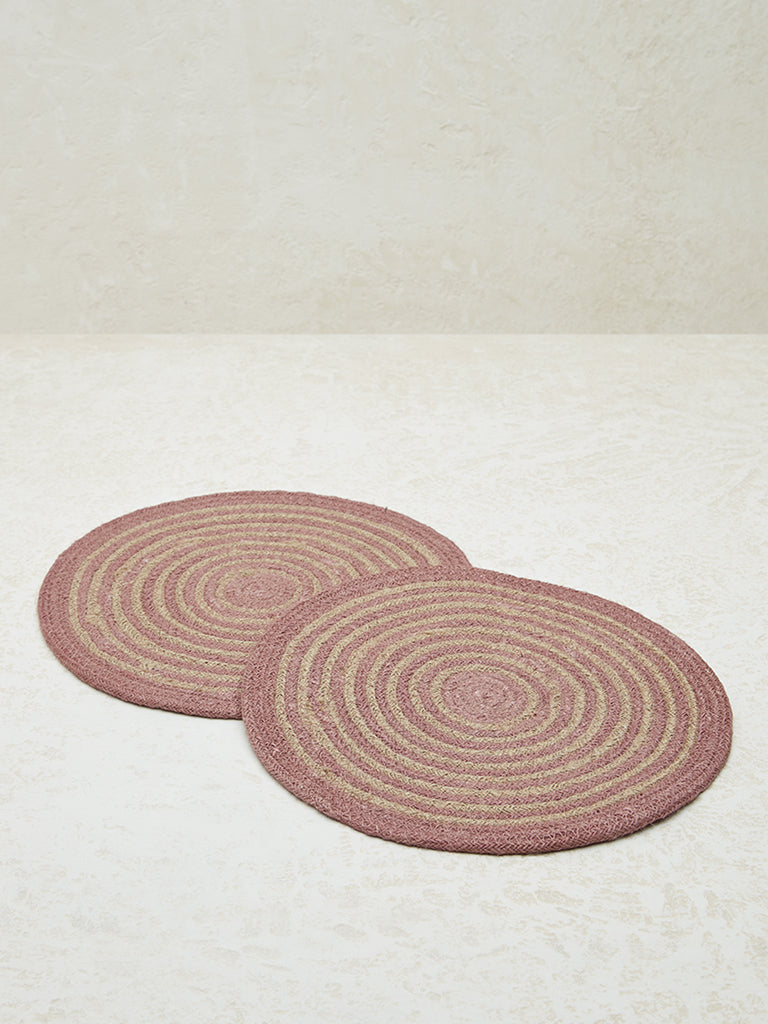 Westside Home Dusty Pink Circular Swirl Placemats (Set of 2)