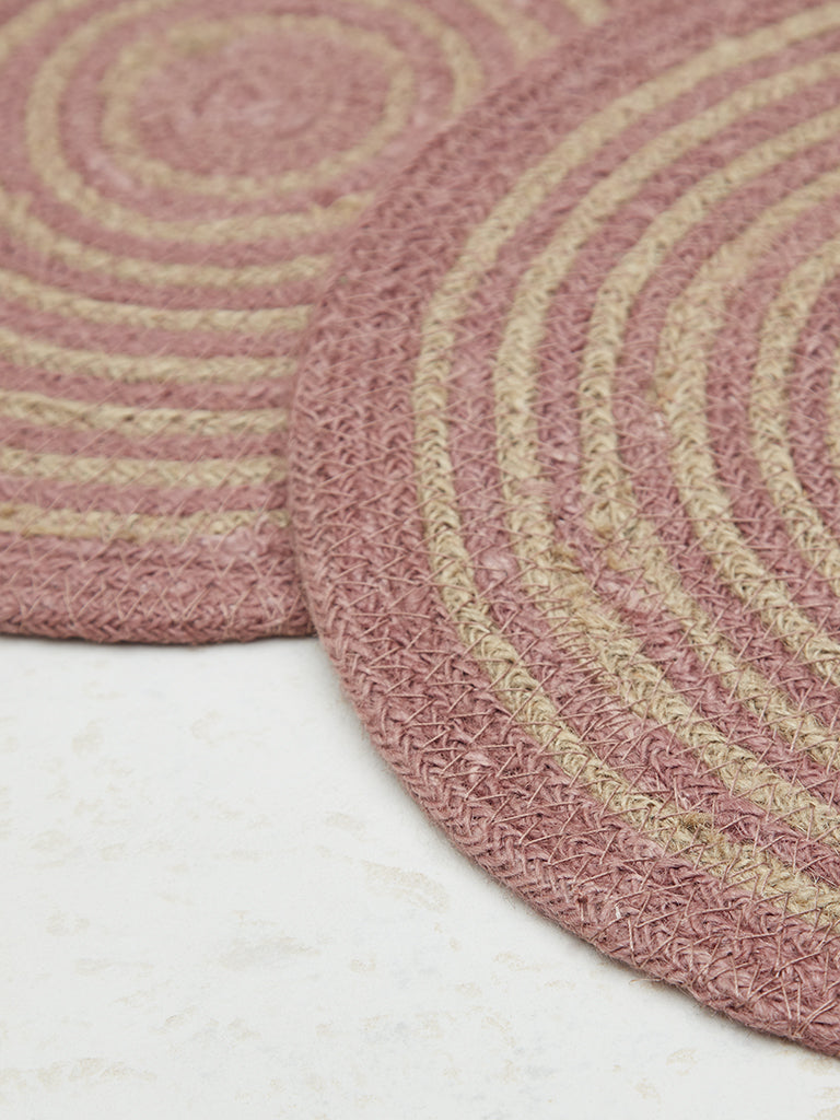 Westside Home Dusty Pink Circular Swirl Placemats (Set of 2)