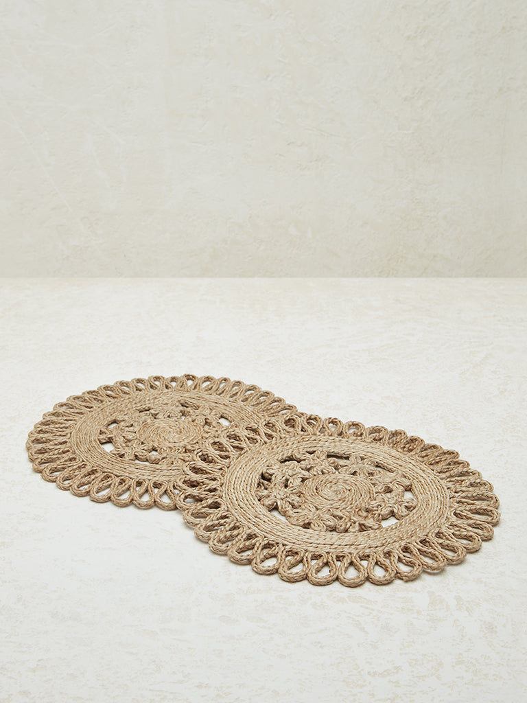 Westside Home Brown Star Design Jute Placemat (Set of 2)