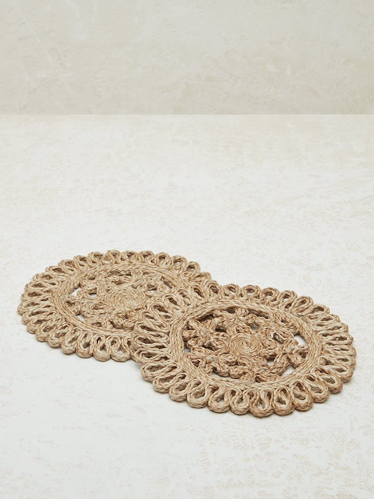 Westside Home Brown Star Design Jute Trivet (Set of 2)