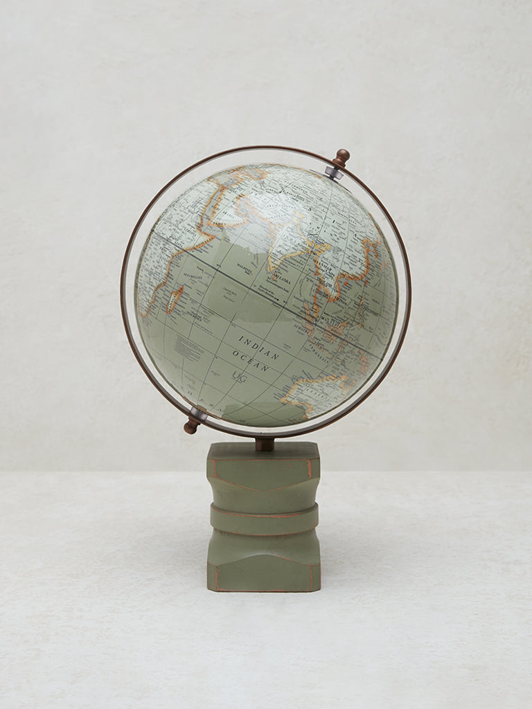 Westside Home Sage Wooden Globe Decorative Accessory