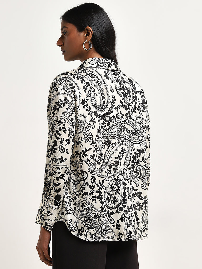 Wardrobe Off-White Paisley Printed Shirt