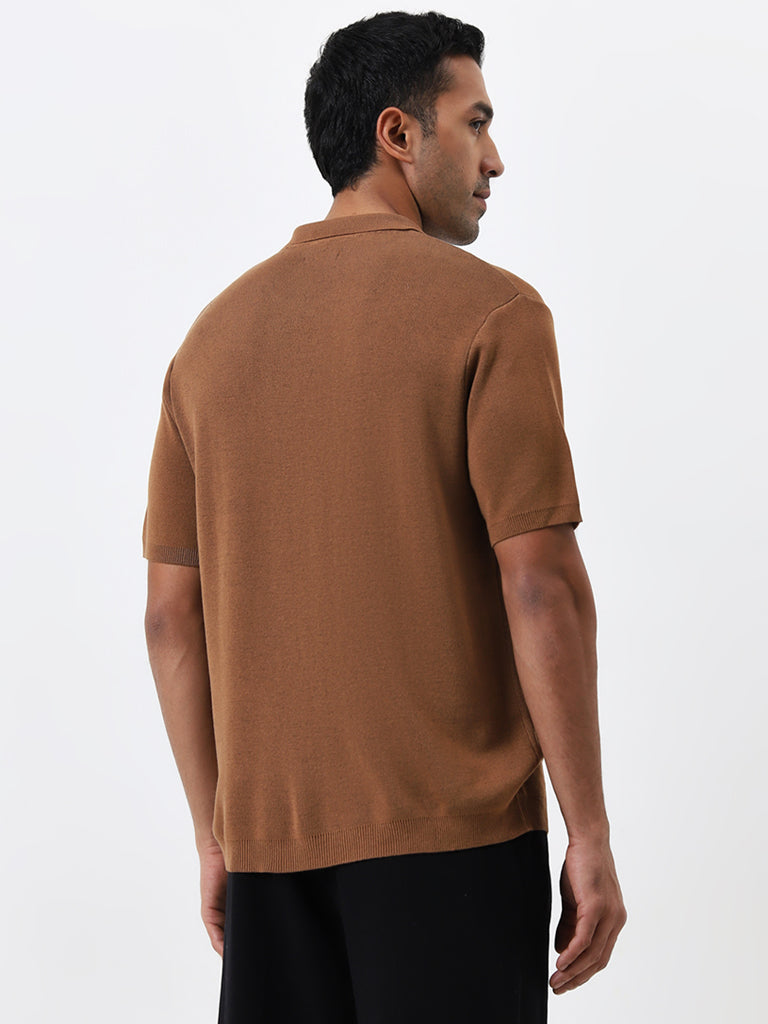 Ascot Tan Striped Relaxed Fit T-Shirt