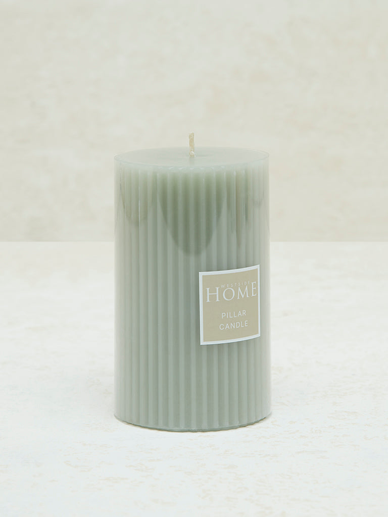 Westside Home Mint Ribbed Textured Pillar Candle