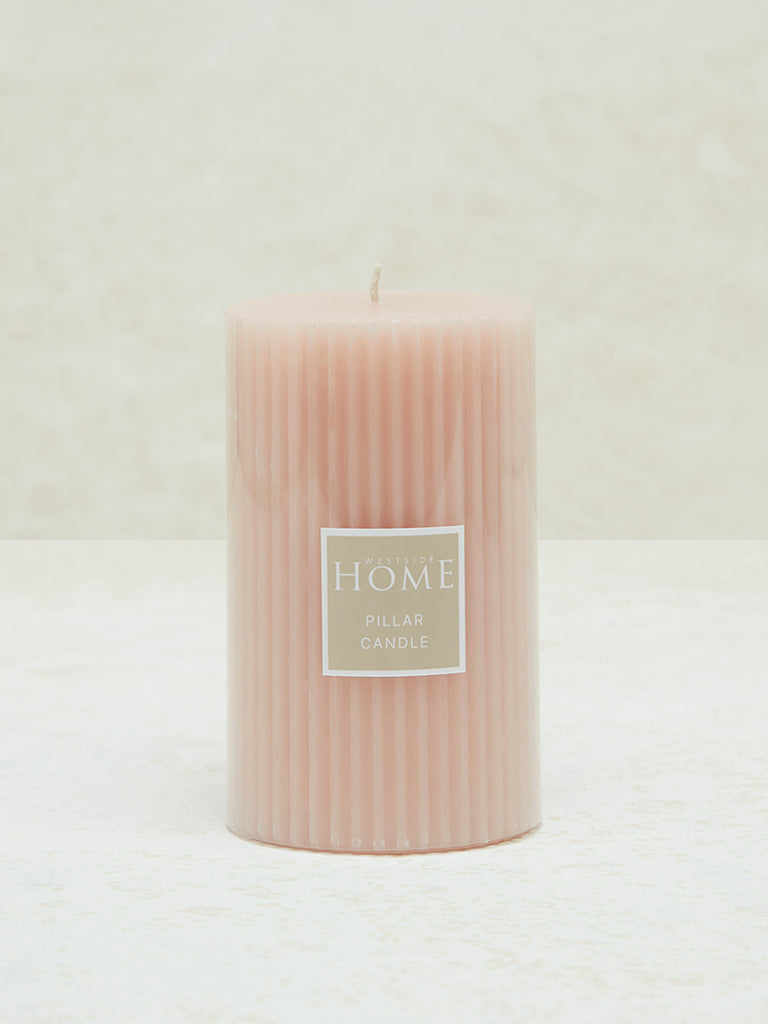 Westside Home Pink Ribbed Textured Pillar Candle