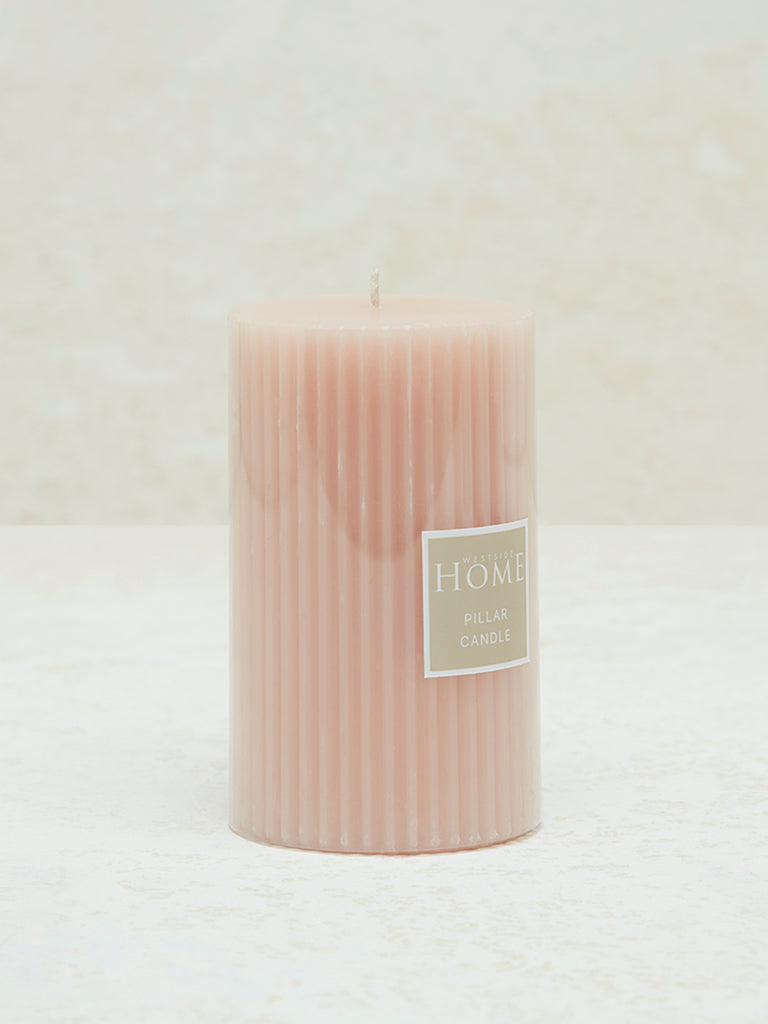 Westside Home Pink Ribbed Textured Pillar Candle