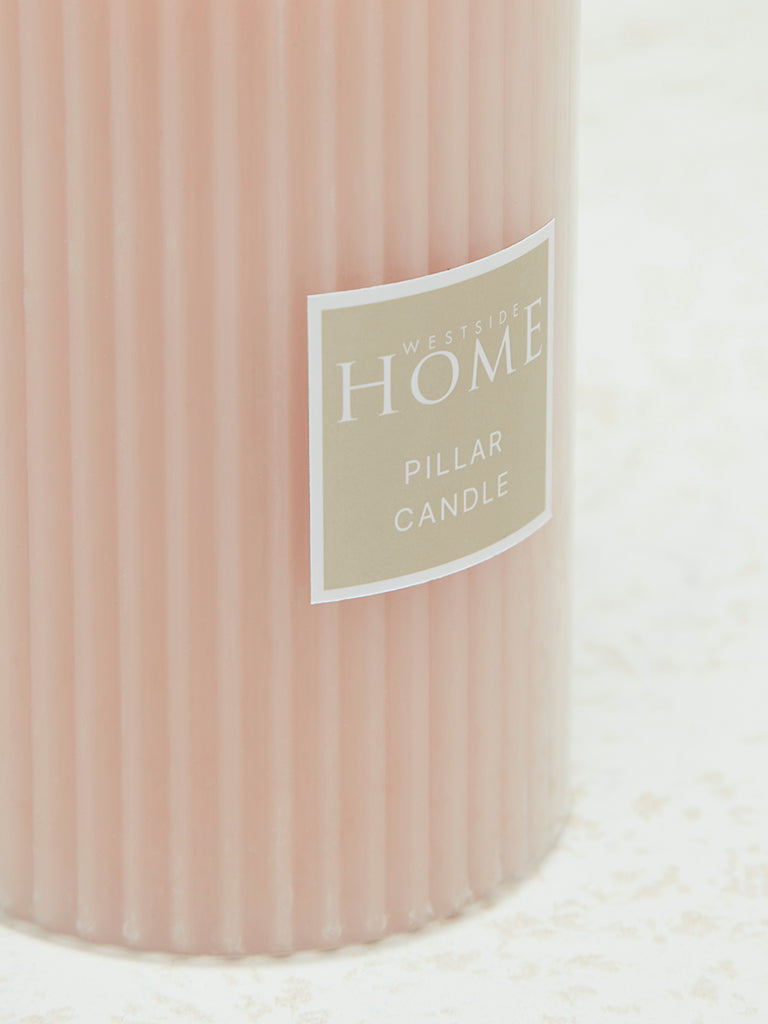 Westside Home Pink Ribbed Textured Pillar Candle