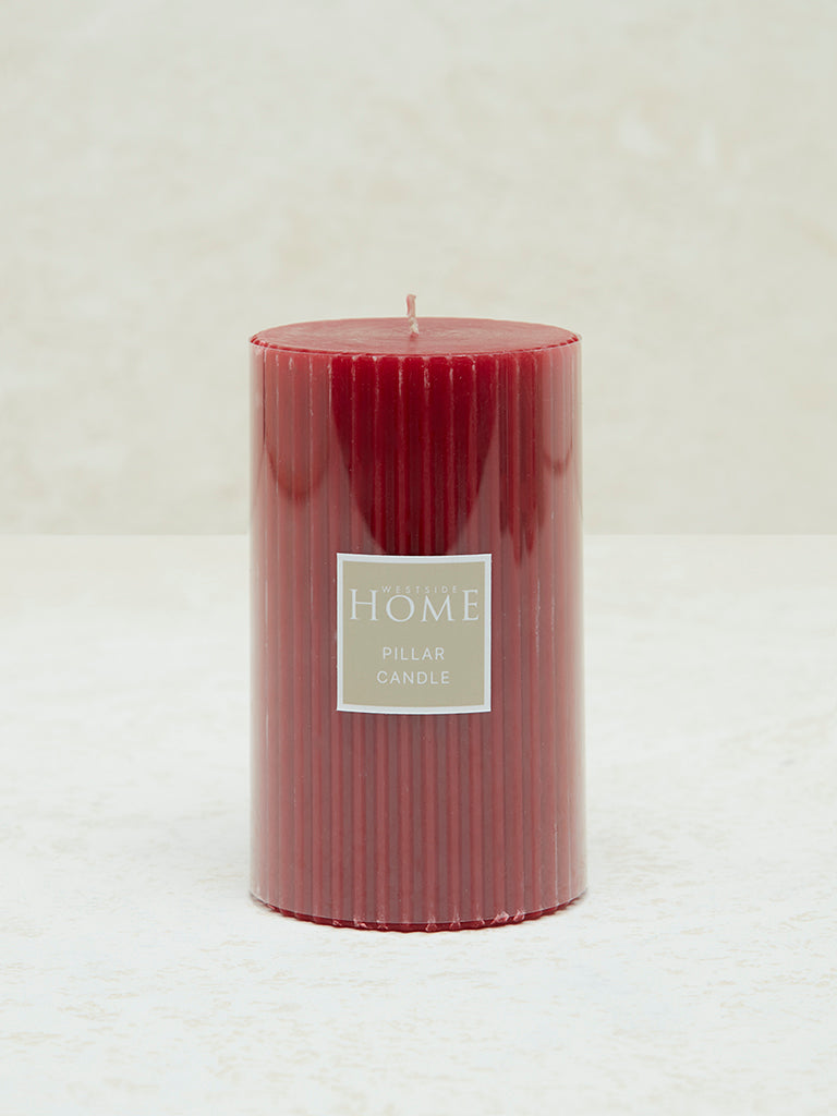 Westside Home Red Ribbed Textured Pillar Candle