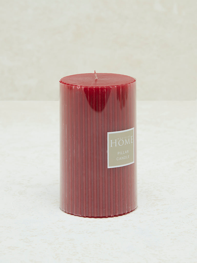 Westside Home Red Ribbed Textured Pillar Candle