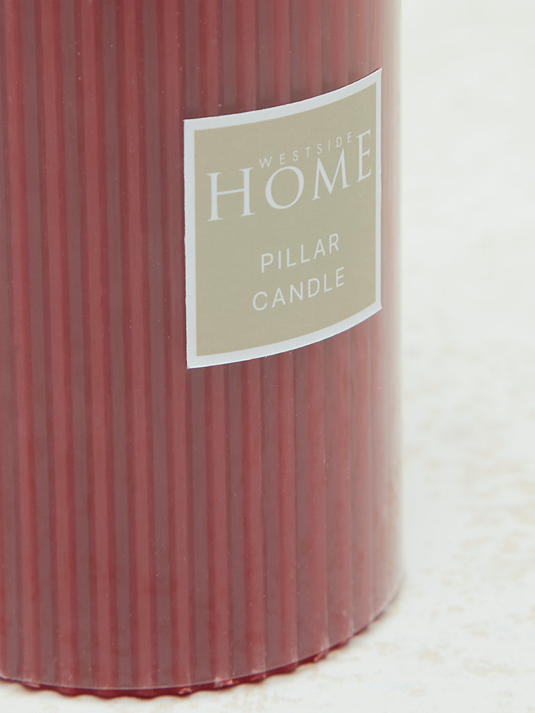 Westside Home Red Ribbed Textured Pillar Candle