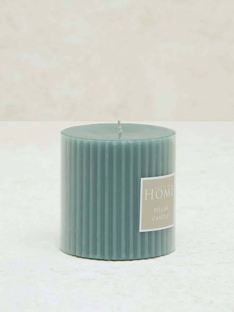 Westside Home Mint Ribbed Textured Pillar Candle - Small