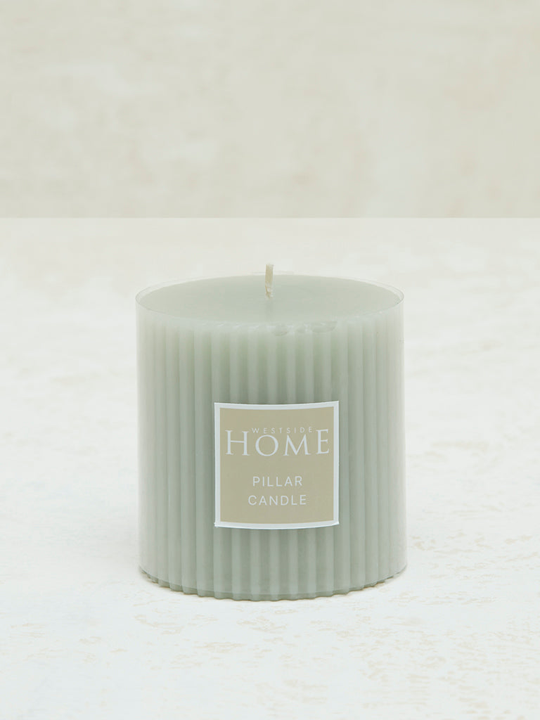 Westside Home Mint Ribbed Textured Pillar Candle - Small