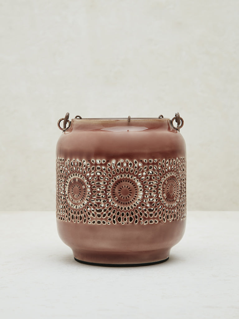 Westside Home Brown Fretwork Candle Stand - Small