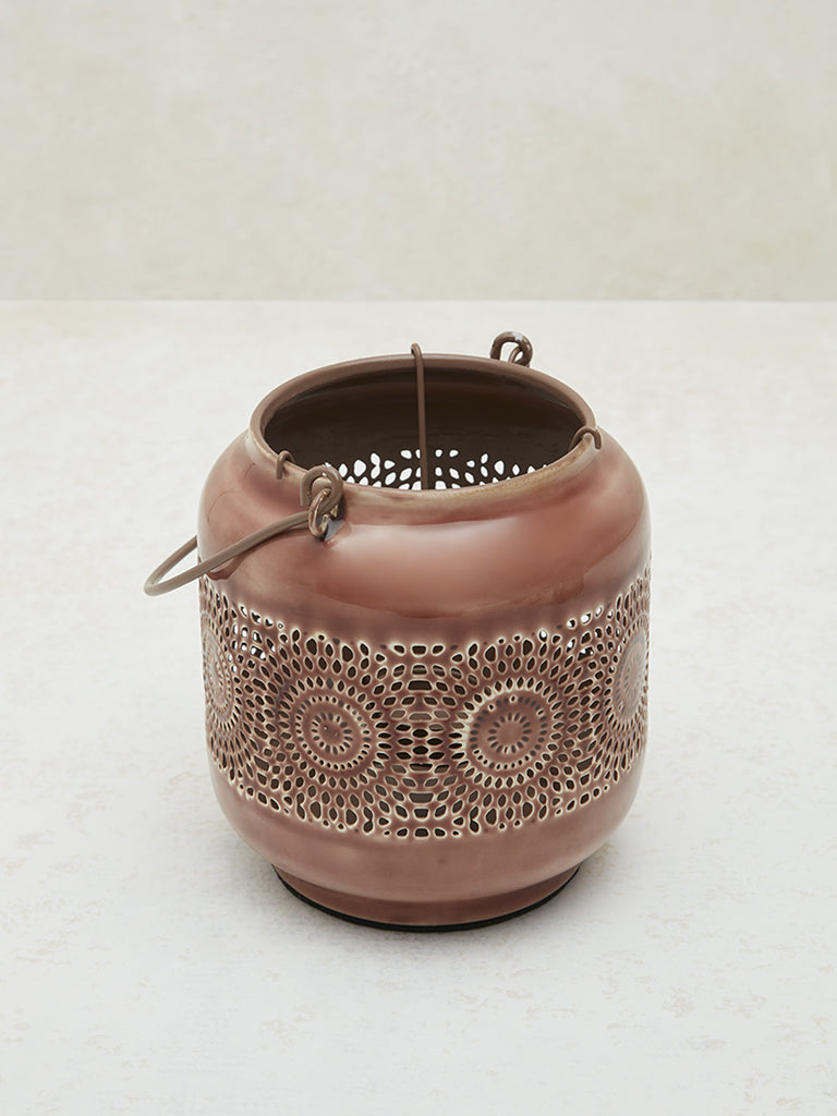 Westside Home Brown Fretwork Candle Stand - Small