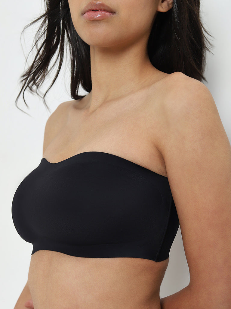 Wunderlove Black Padded Invisible Super grip Strapless Bra