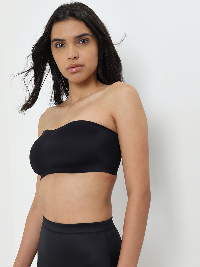 Wunderlove Black Padded Invisible Super grip Strapless Bra