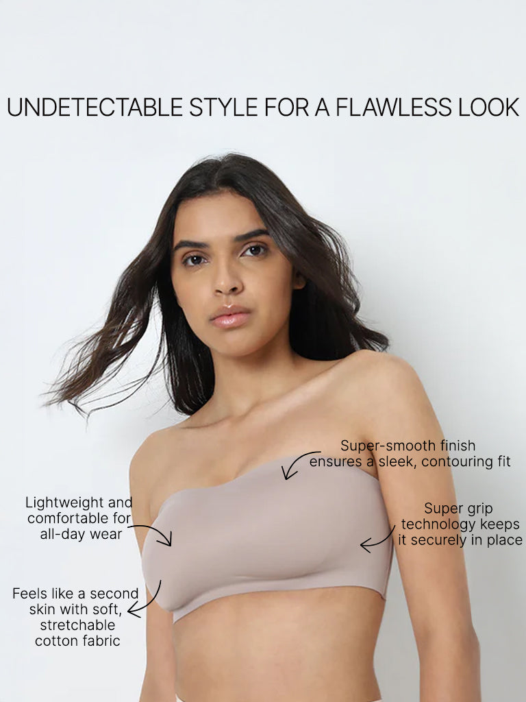 Wunderlove Beige Padded Invisible Super grip Strapless Bra