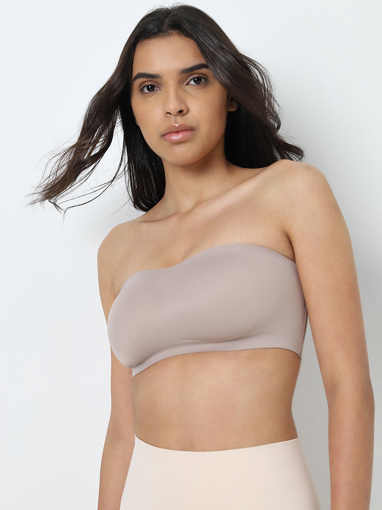 Wunderlove Beige Padded Invisible Super grip Strapless Bra