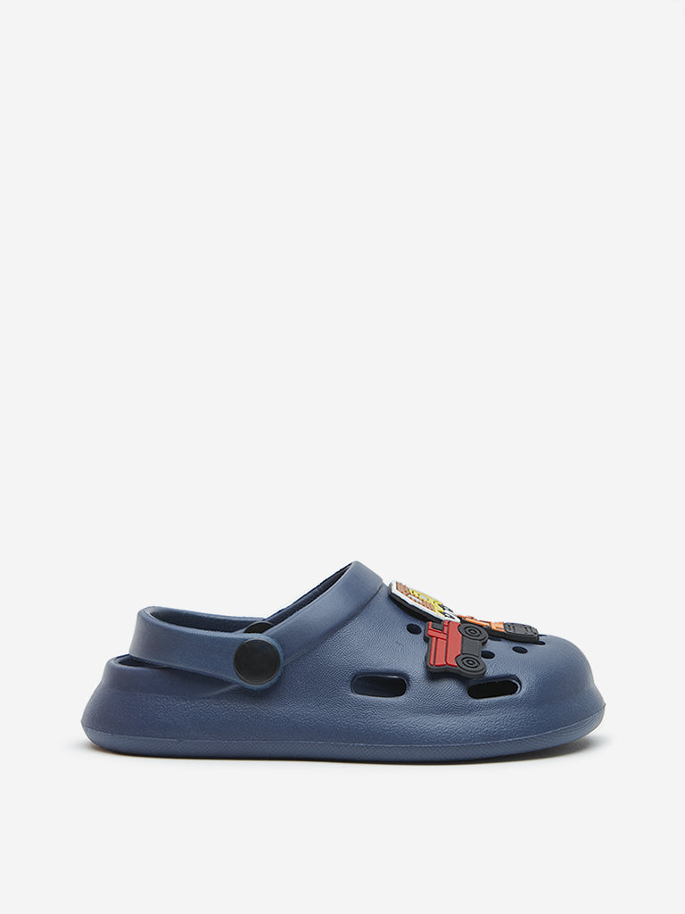 Yellow Navy Applique-Detailed Clogs