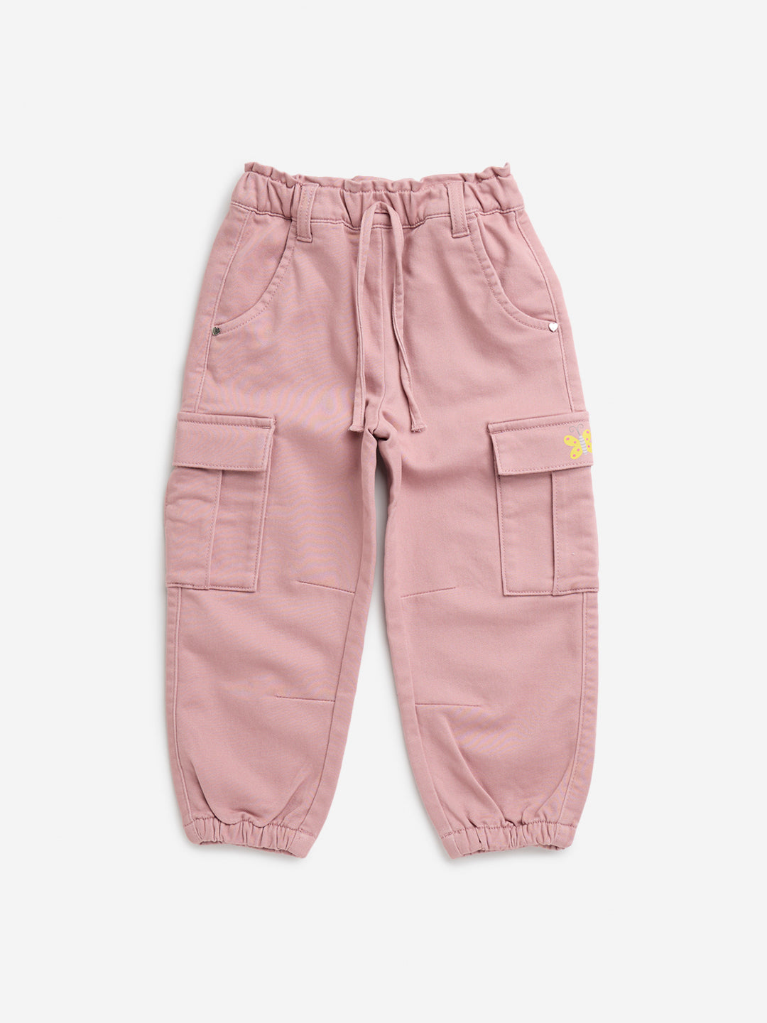 HOP Kids Pink Mid-Rise Cotton Blend Joggers