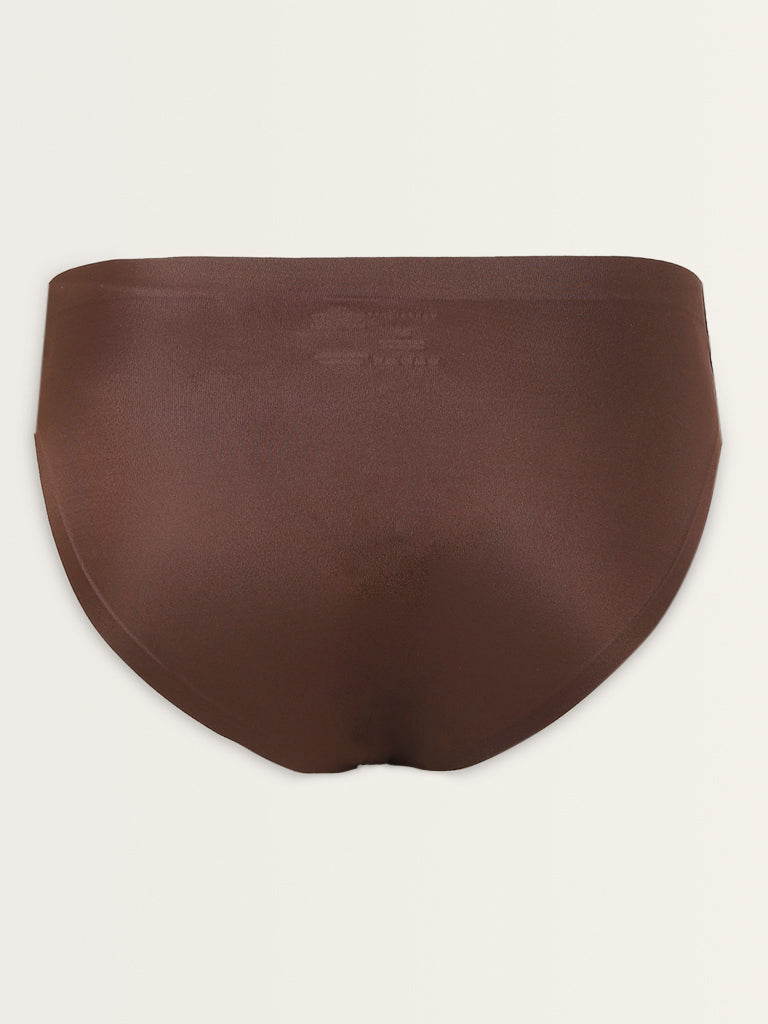 Wunderlove Dark Brown Solid Seam-Free Hi-Leg Brief