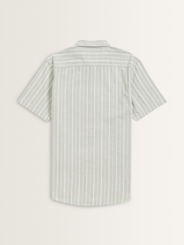 WES Casuals Sage Striped Slim-Fit Shirt