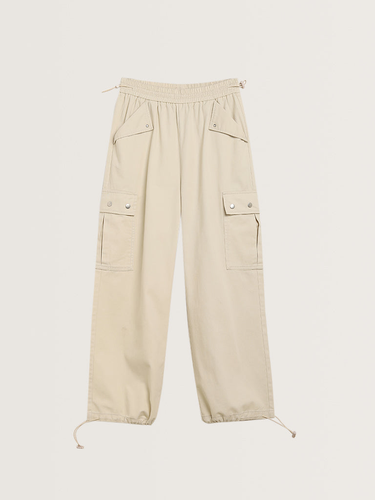 Nuon Beige Relaxed - Fit High - Rise Jeans