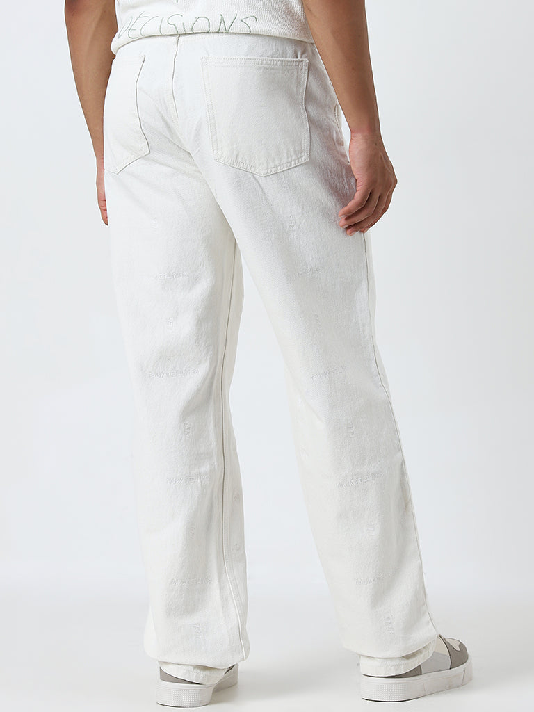 Nuon Off-White Mid - Rise Relaxed - Fit Jeans