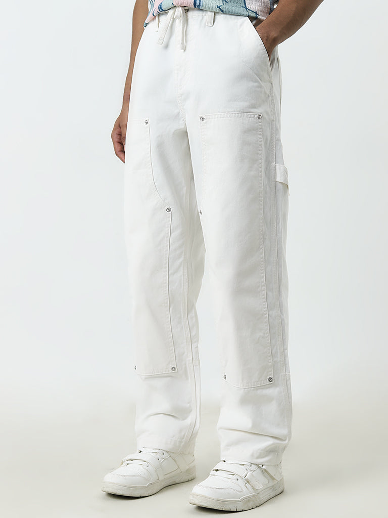 Nuon Off-White Relaxed - Fit Mid - Rise Jeans