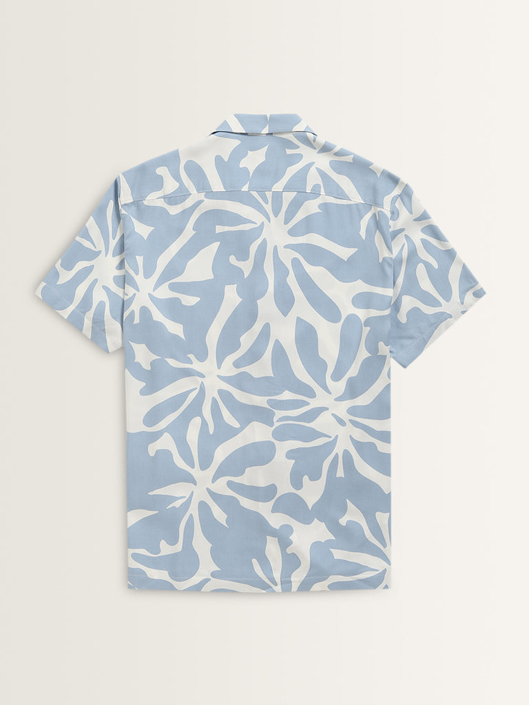 Nuon Light Blue Abstract Design Relaxed Fit Shirt