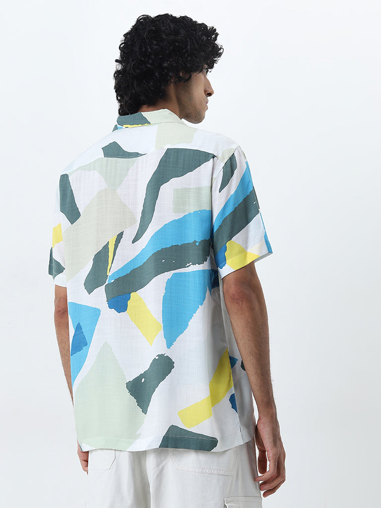 Nuon Multicolour Abstract Design Relaxed-Fit Cotton Shirt