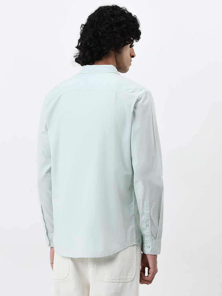 Nuon Mint Solid Slim-Fit Cotton Shirt