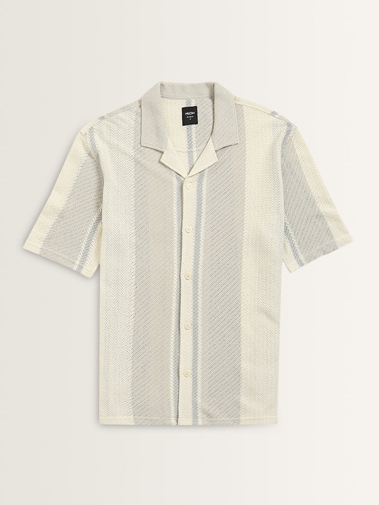 Nuon Off-White Striped Relaxed-Fit Knit Shirt