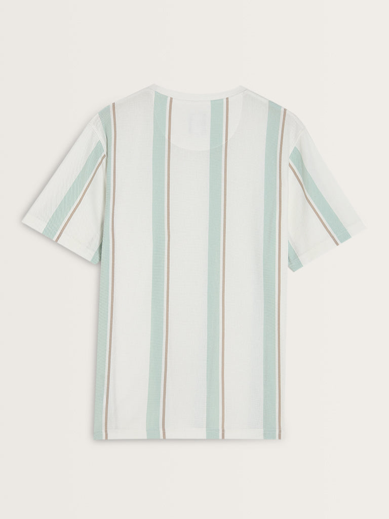 Nuon Sage Striped Relaxed-Fit Cotton T-Shirt