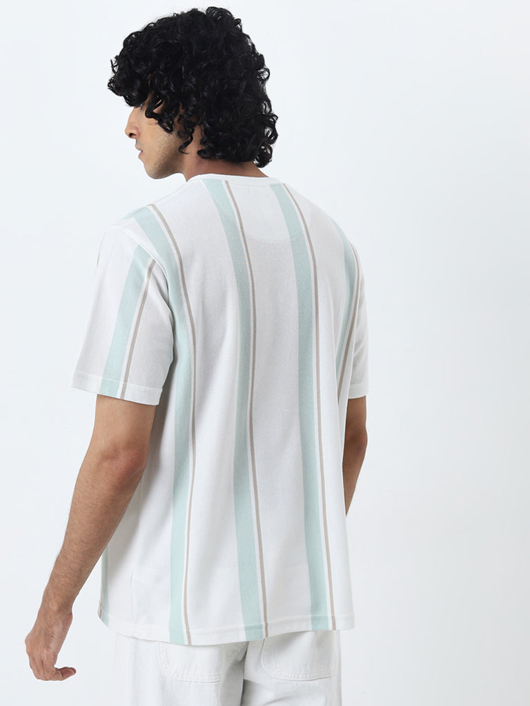 Nuon Sage Striped Relaxed-Fit Cotton T-Shirt