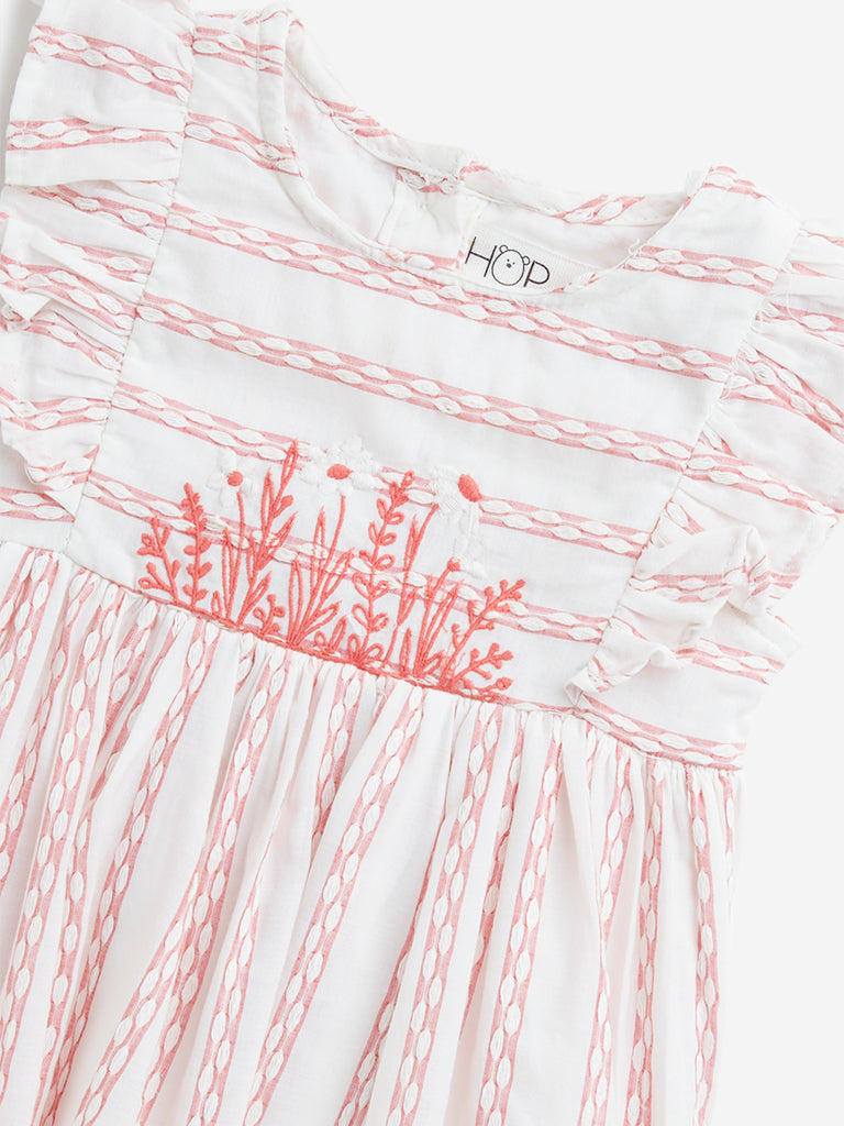 HOP Baby Red & White Striped A-Line Cotton Dress