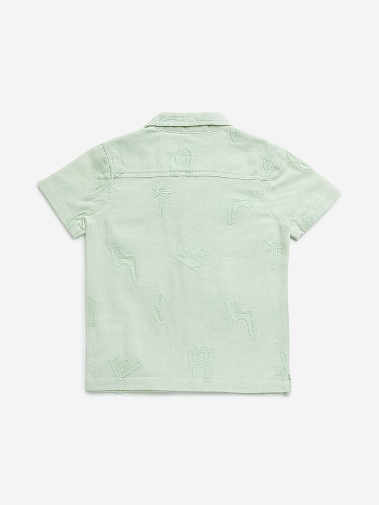 HOP Kids Sage Embroidered Resort-Fit Cotton Shirt