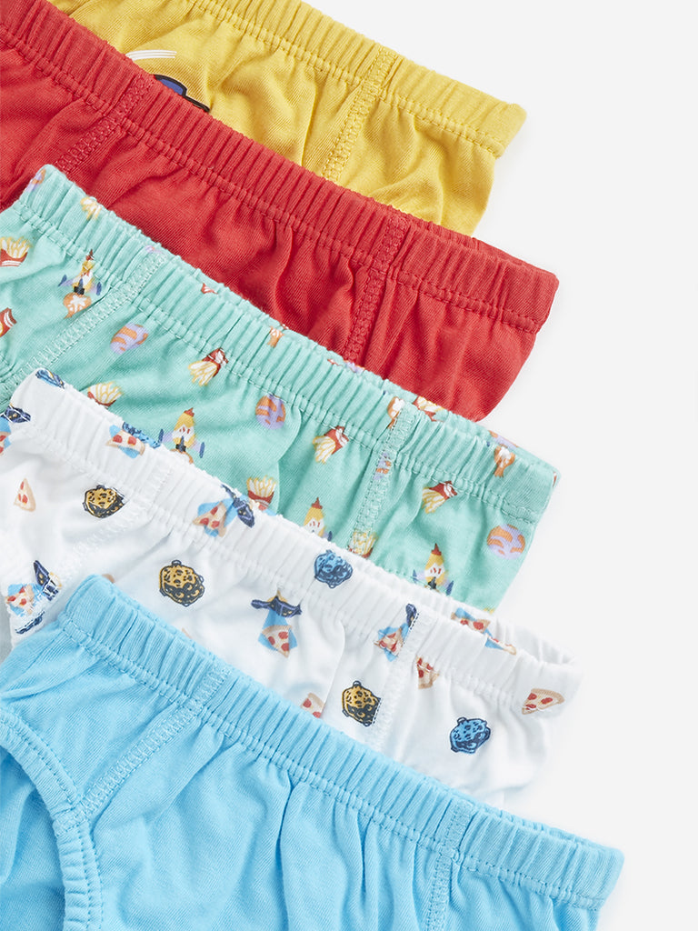 HOP Kids Multicolour Printed Cotton Briefs - Pack of 5