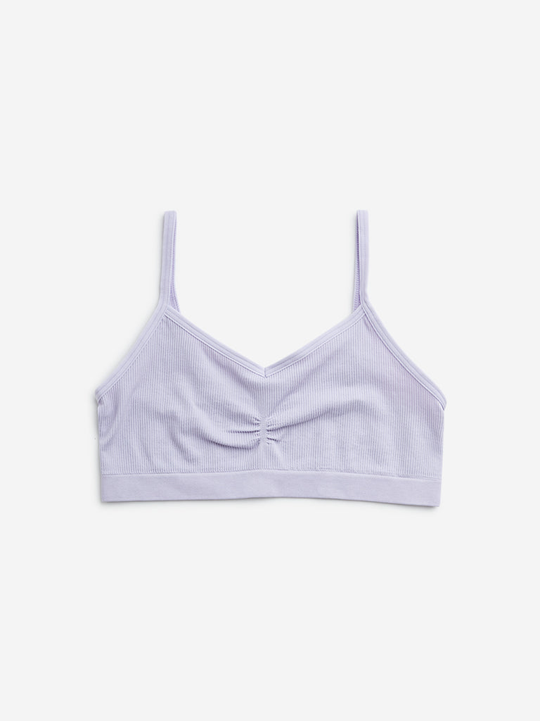 Y&F Kids Lilac Ribbed-Textured Cotton Blend Crop Top